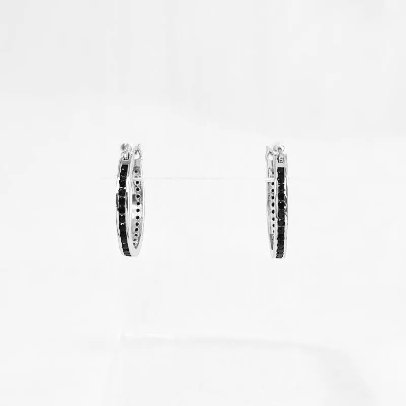 Dainty Black CZ Hoop Earrings