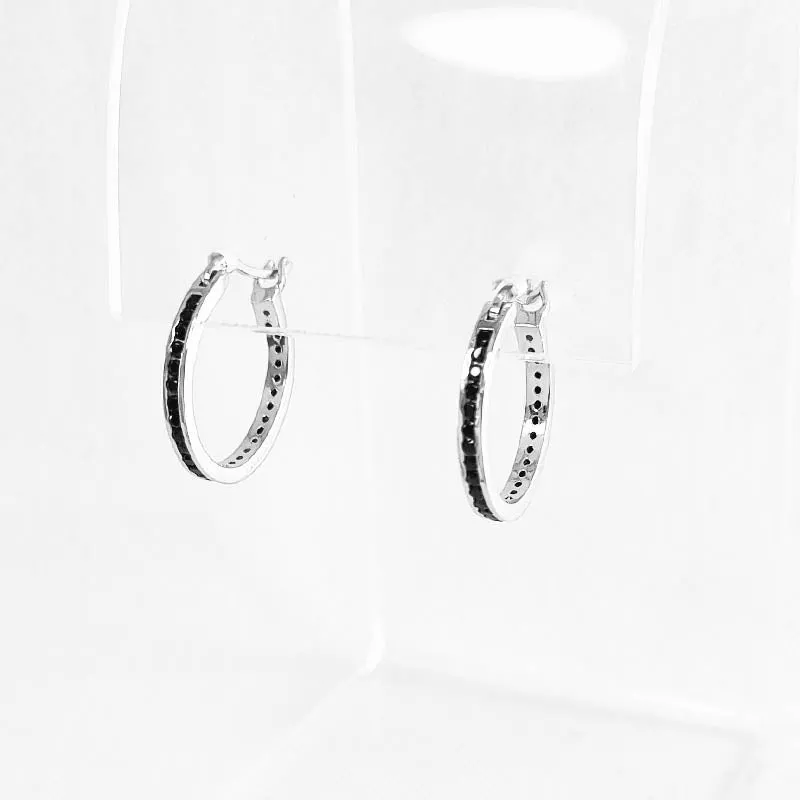 Dainty Black CZ Hoop Earrings