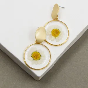 Daisy resin drop earrings with sleek post