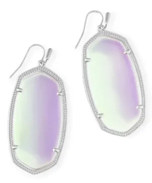 Danielle Earring Rhodium Dichroic Glass