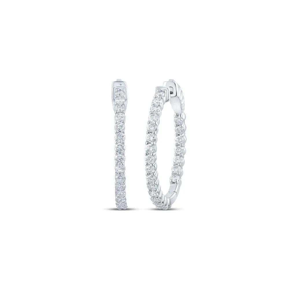 Dazzling Brilliance: 10kt White Gold Diamond Sparkle Hoop Earrings
