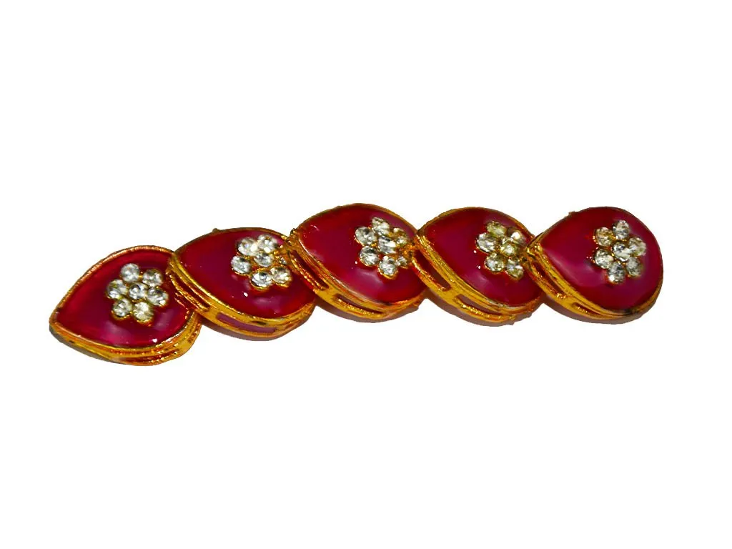 Deep Pink Designer Drop Kundan Beads