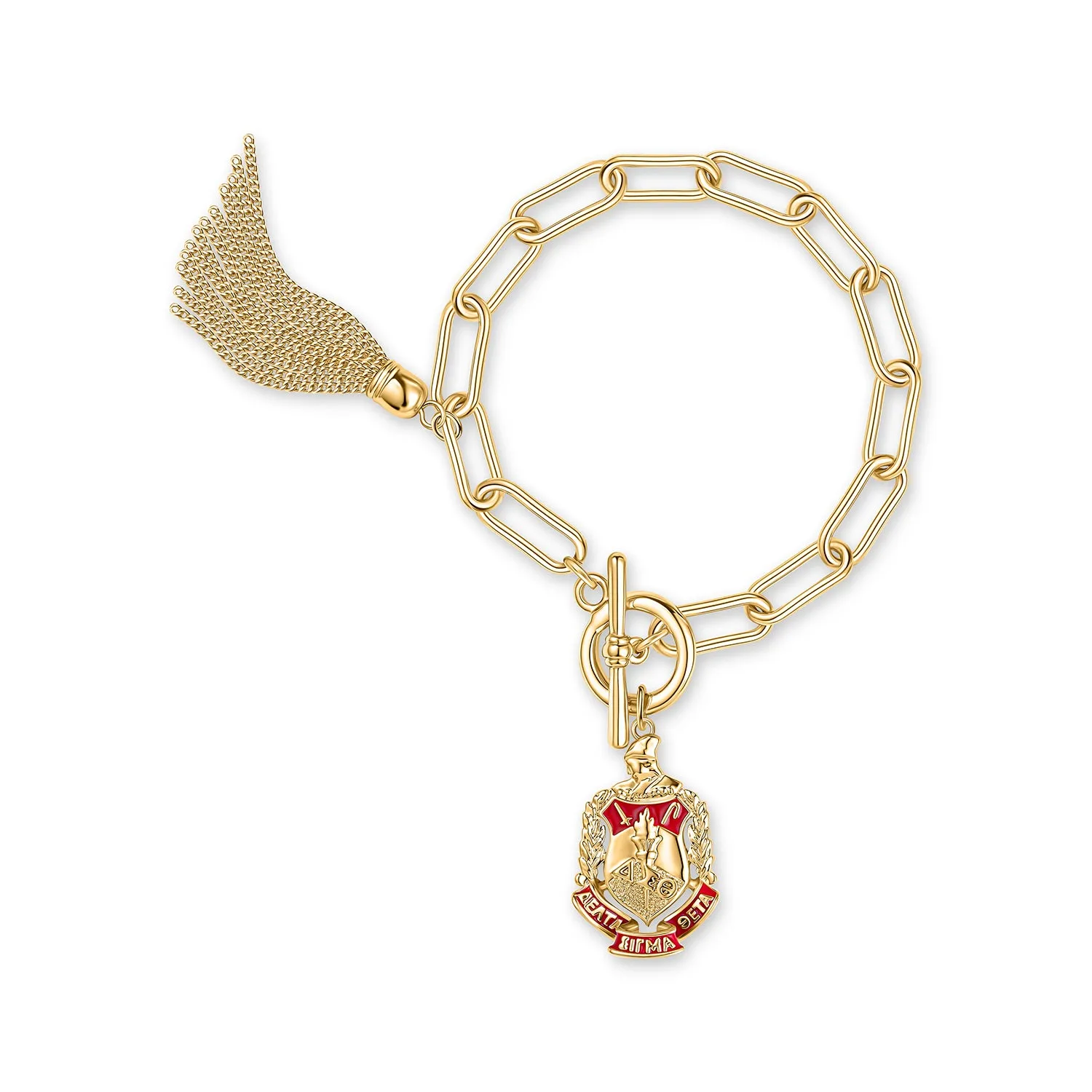 Delta Shield Toggle w/Tassel Bracelet-Gold