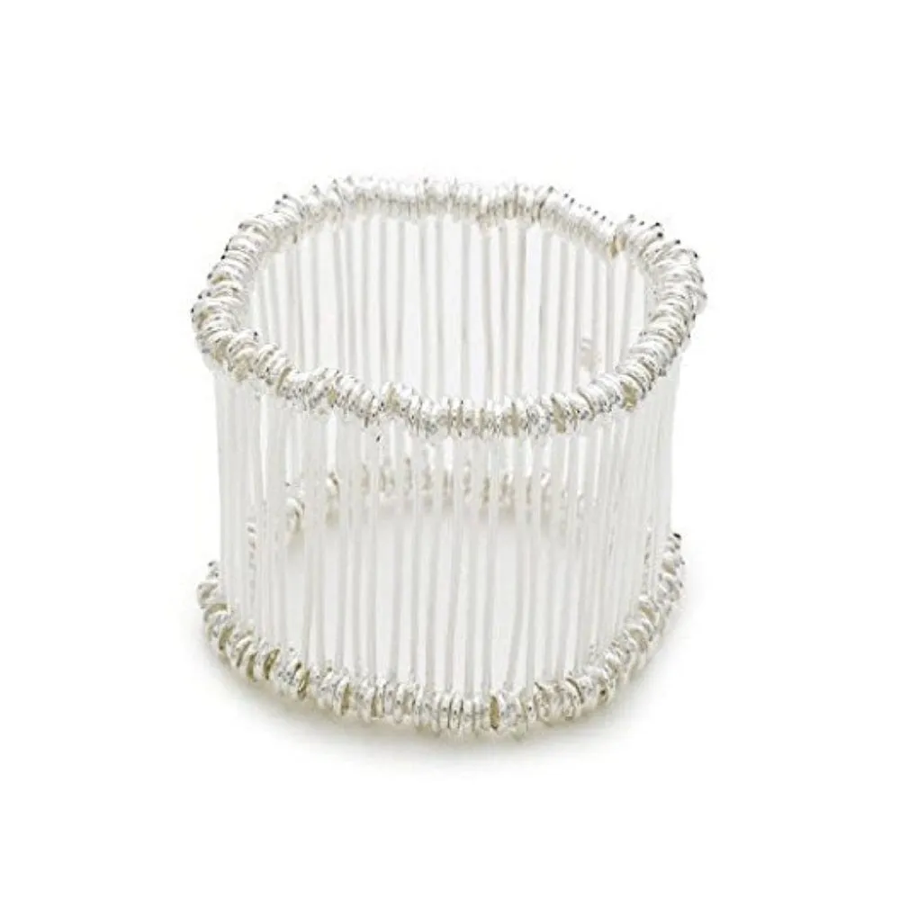 Designer Inspired Silver Plated 'Slinky String' Stretch Bracelet