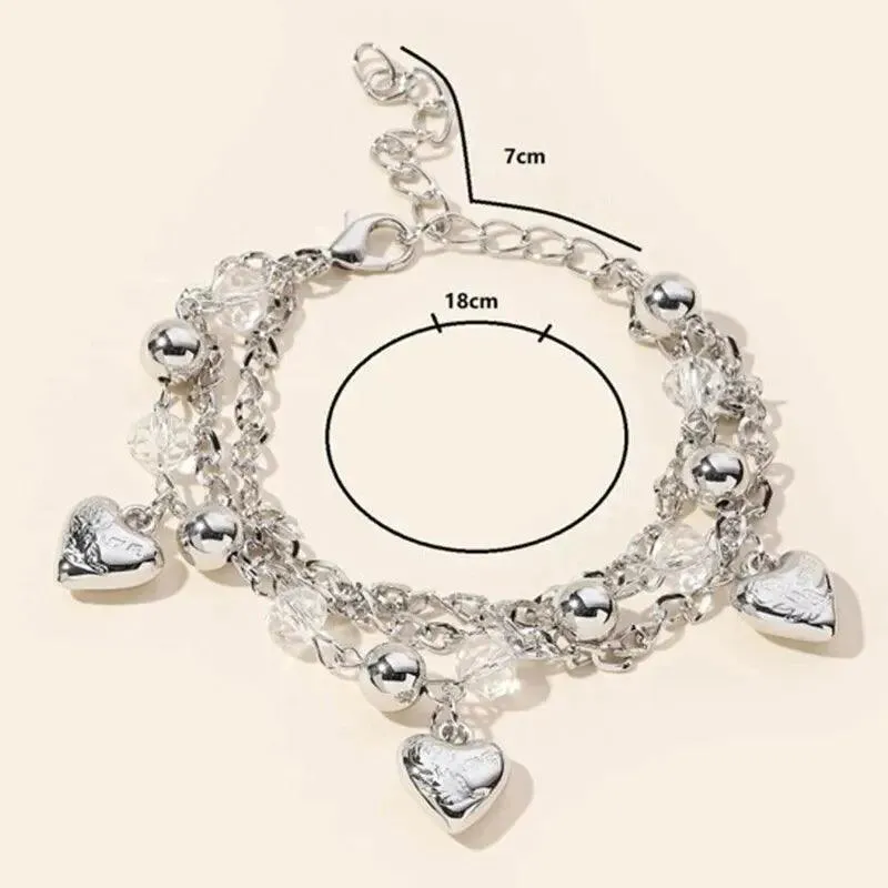 Designer Style Big Chain Pearl Metal Heart Gold Colour Trendy Lovely Charm Bracelets for Women Fashion Jewellery