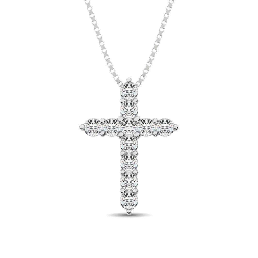 Diamond 3/5 Ct.Tw. Cross Pendant in 14K White Gold