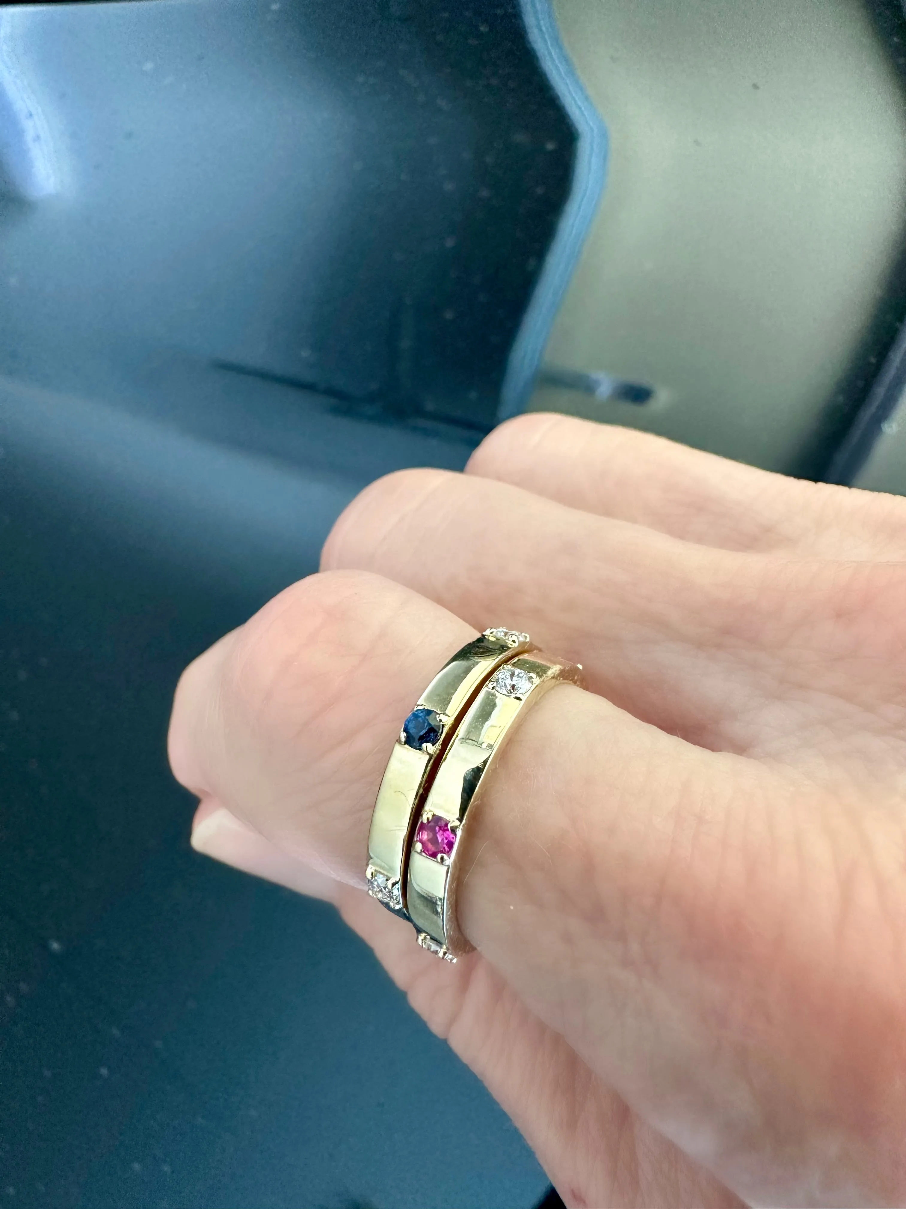 Diamond & Pink Sapphire Ribbon Ring