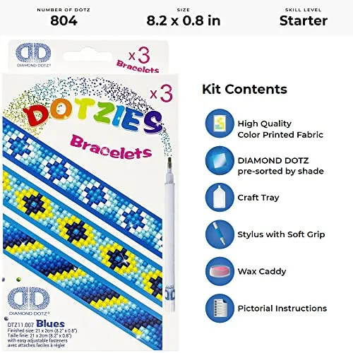 Diamond Dotz Dotzies Bracelets Kit Blue 3pc