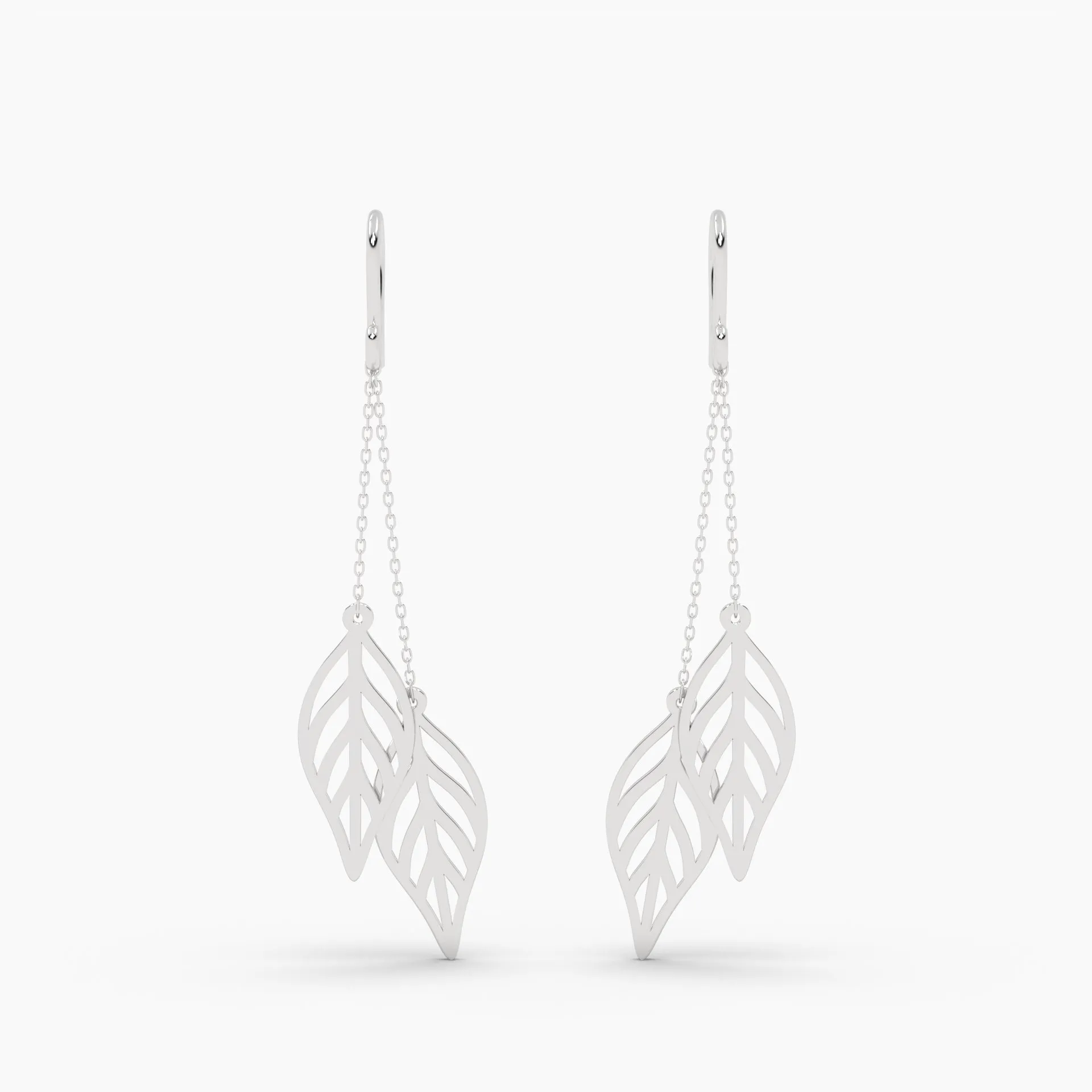 Discover Timeless Elegance: OLLUU Silver Leafy Allure Drop Earrings Sterling Silver Luxury