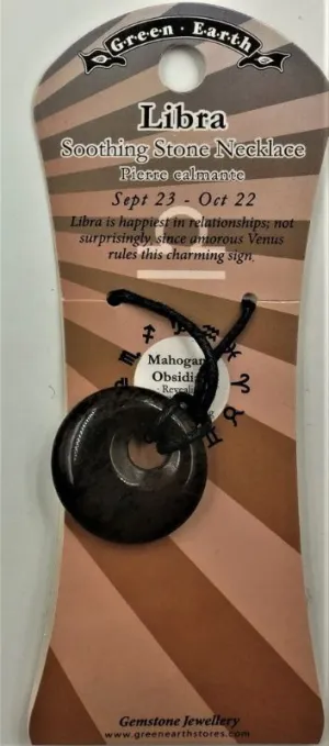 Donut Pendant - Zodiac Libra Mahogany Obsidian (Set Of 3)