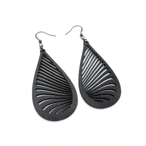 Drop 08 [L] // Leather Earrings - Black