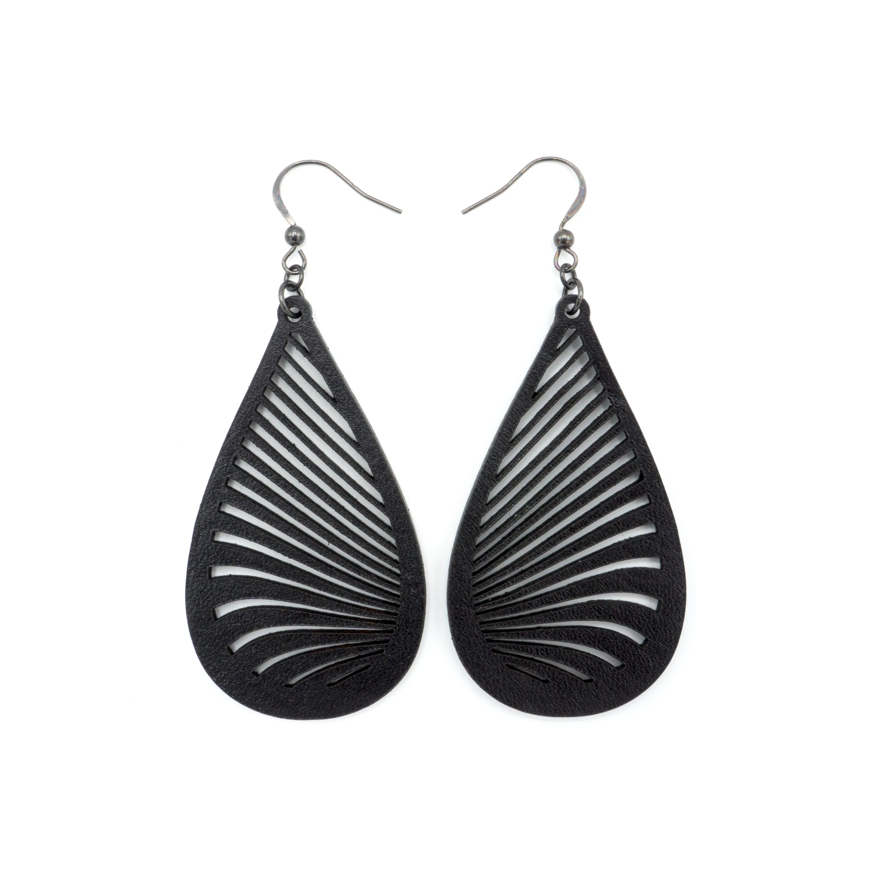 Drop 08 [L] // Leather Earrings - Black