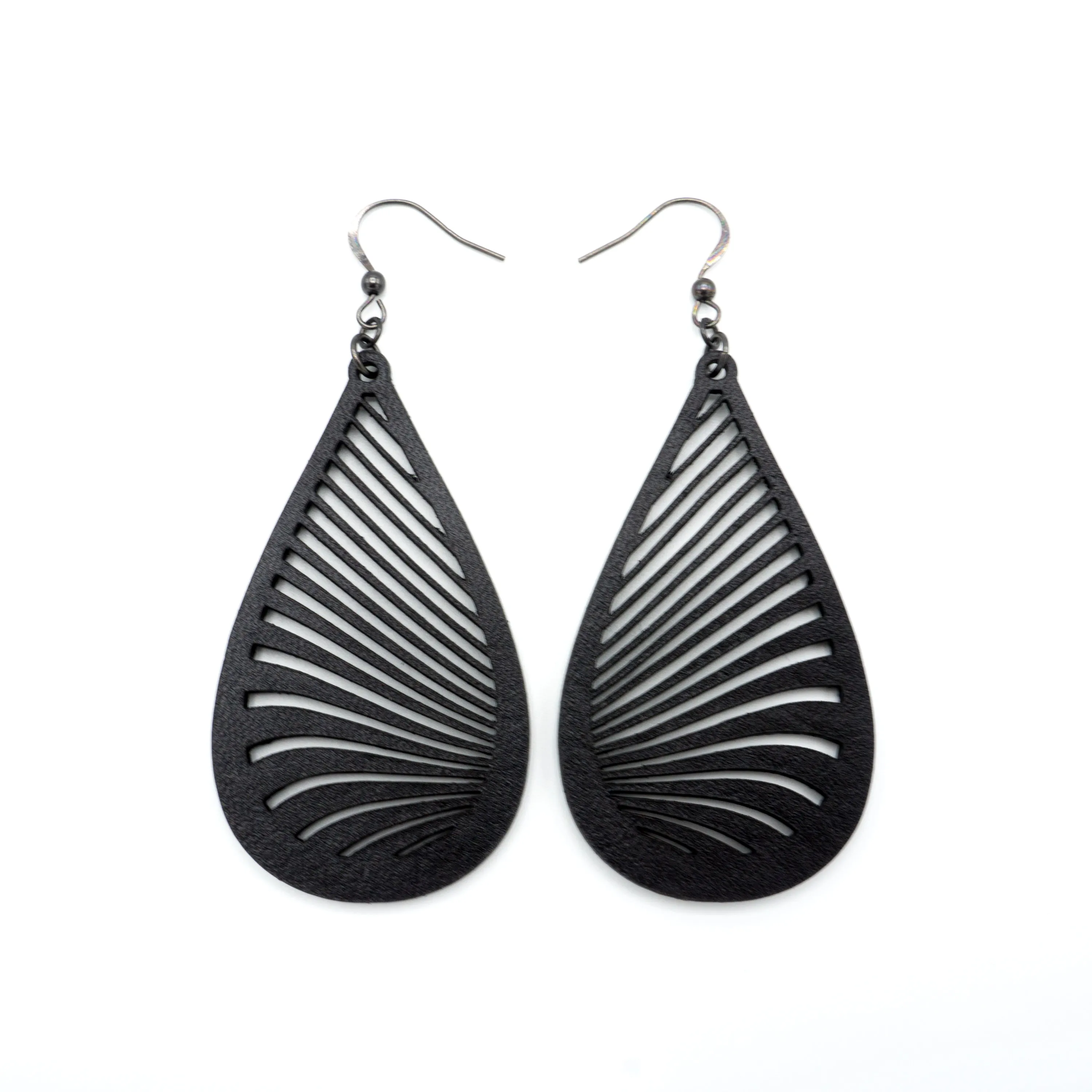 Drop 08 [L] // Leather Earrings - Black
