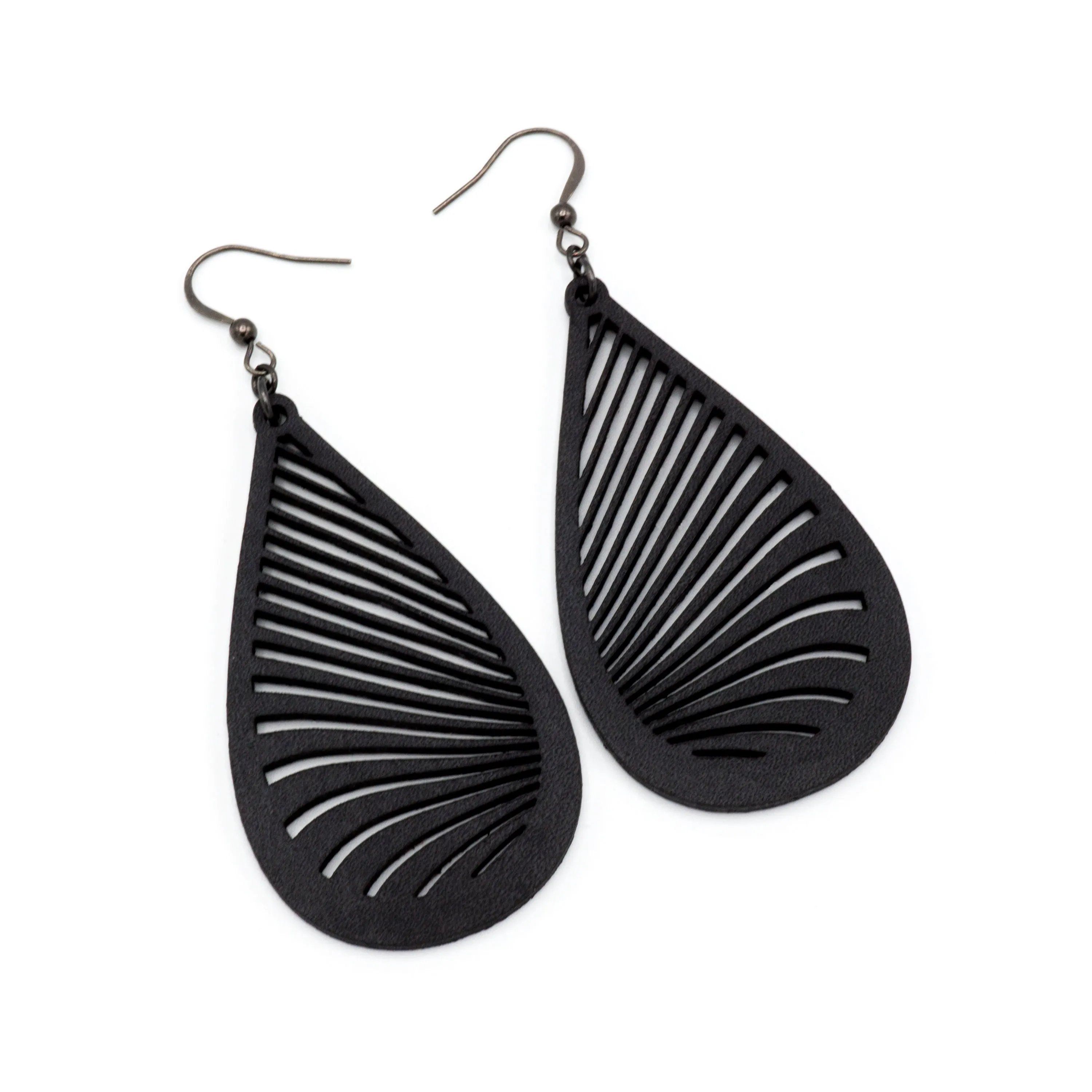 Drop 08 [L] // Leather Earrings - Black