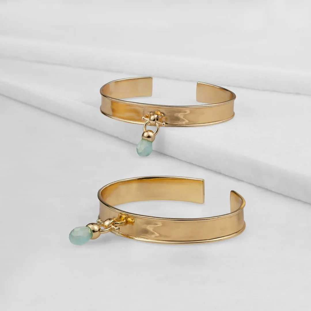 Droplette - Snaffle Horse Bit Aqua Chalcedony Gemstone and 14K Gold on Sterling Silver Necklace