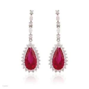 EARING FANCY ZC DRP. SILVER-RED