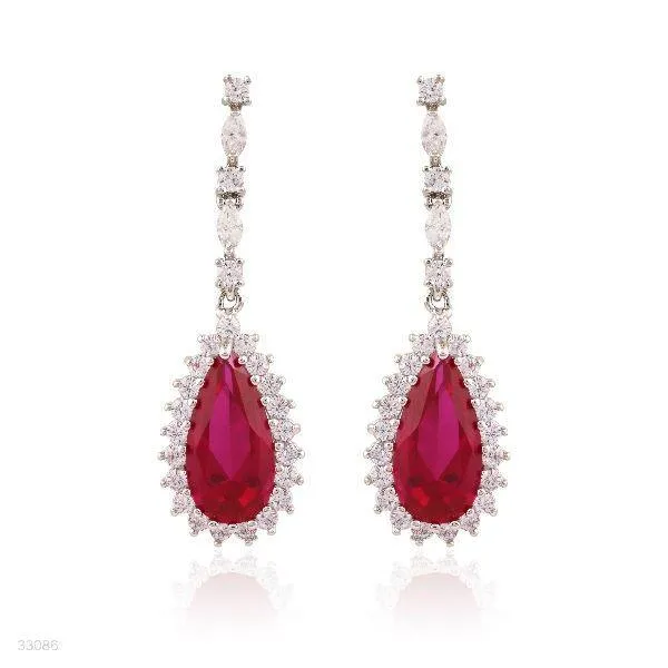 EARING FANCY ZC DRP. SILVER-RED