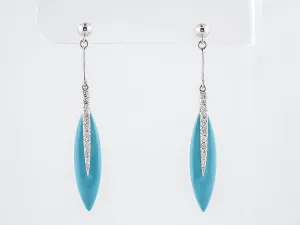 Earrings Modern 4.20 Turquoise & .35 Round Brilliant Cut Diamonds in 18k White Gold