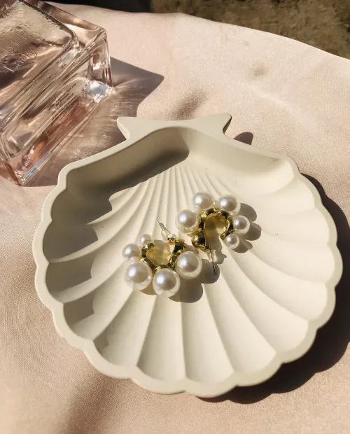Elegant White Pearly Hoops – Classic & Timeless Statement Earrings