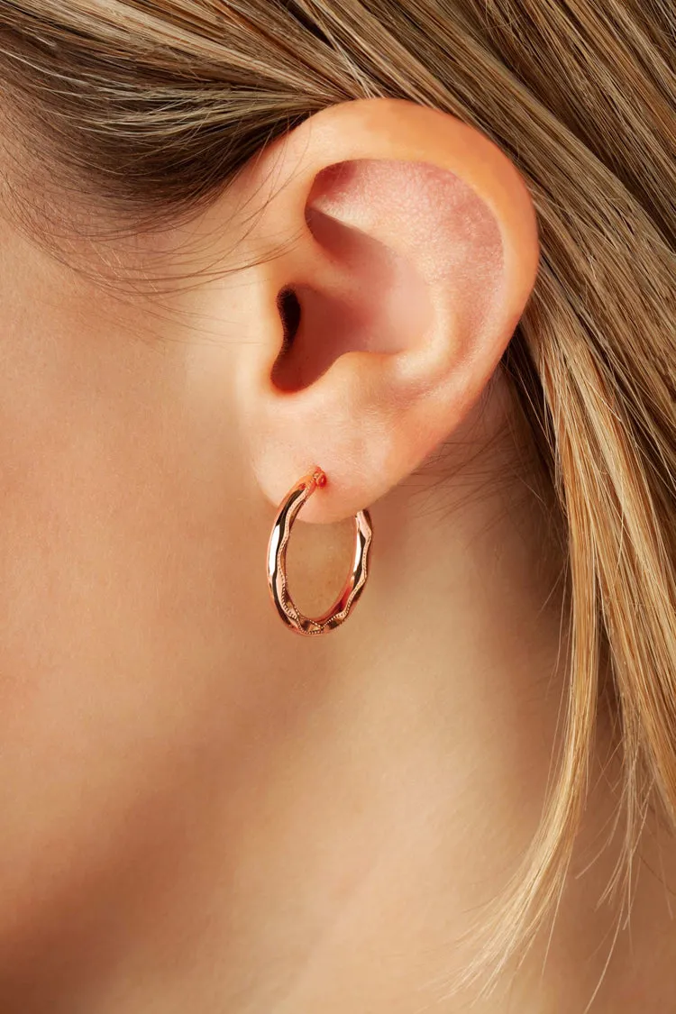 Embossed Hoop Earrings, 14Kt