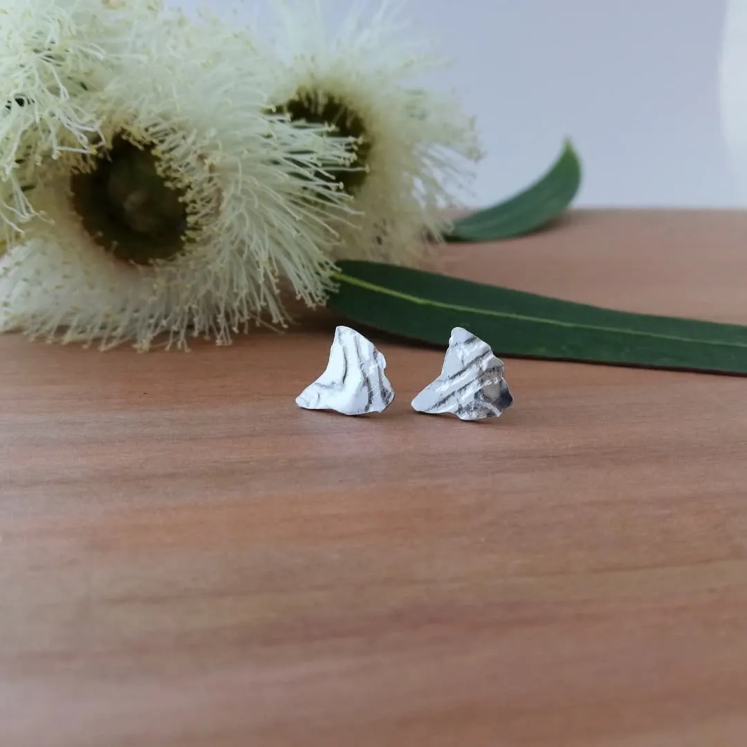 Embossed Tasmanian Silver and Brass Earrings - Hulley Jewellery