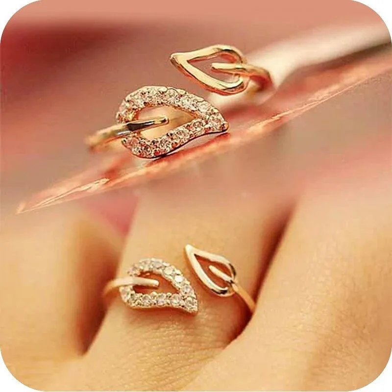 Enchanted leaves open adjustable ring