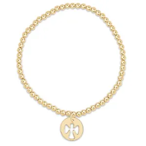 ENewton classic gold 3mm bead bracelet - guardian angel disc