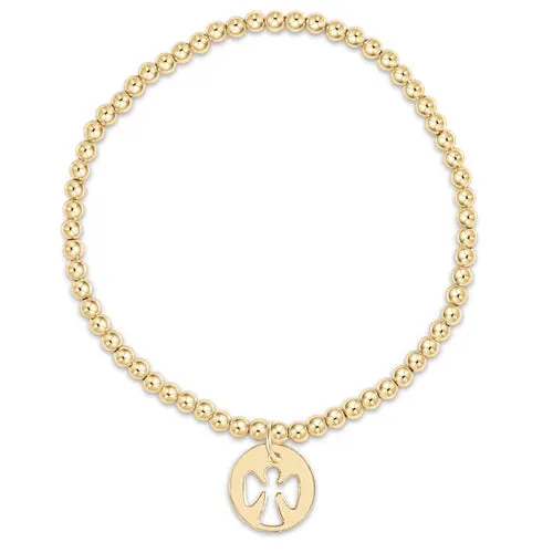ENewton classic gold 3mm bead bracelet - guardian angel disc