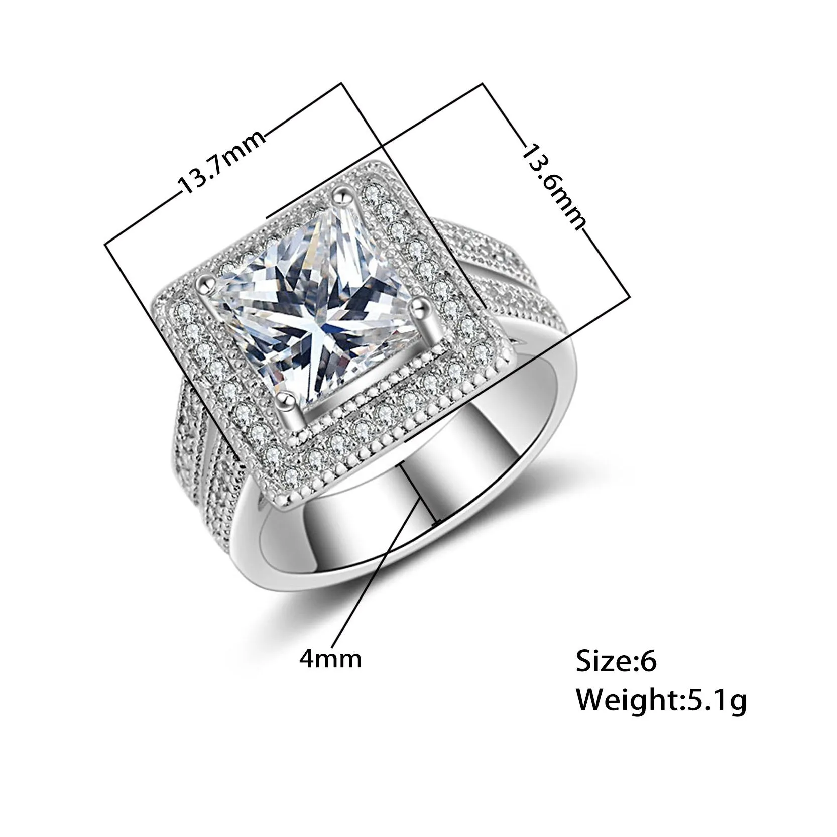 Engagement Square-Shape Ring for Women