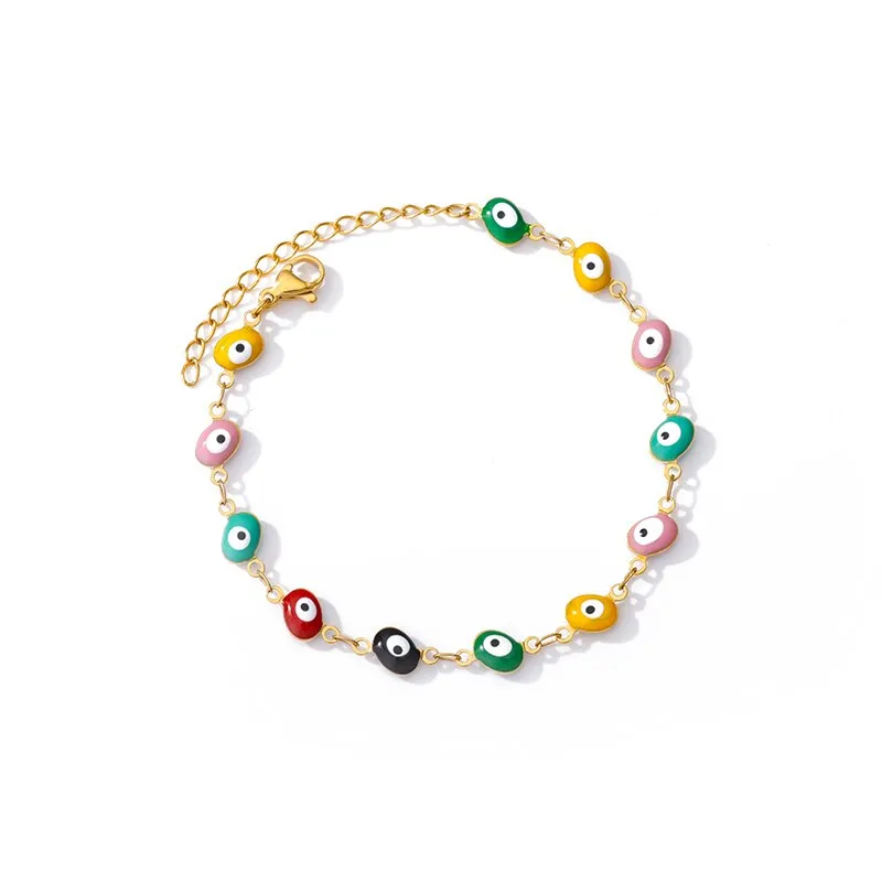 Evil Eye Bracelet For Women Man Gold Color Adjustable Stainless Steel Chain