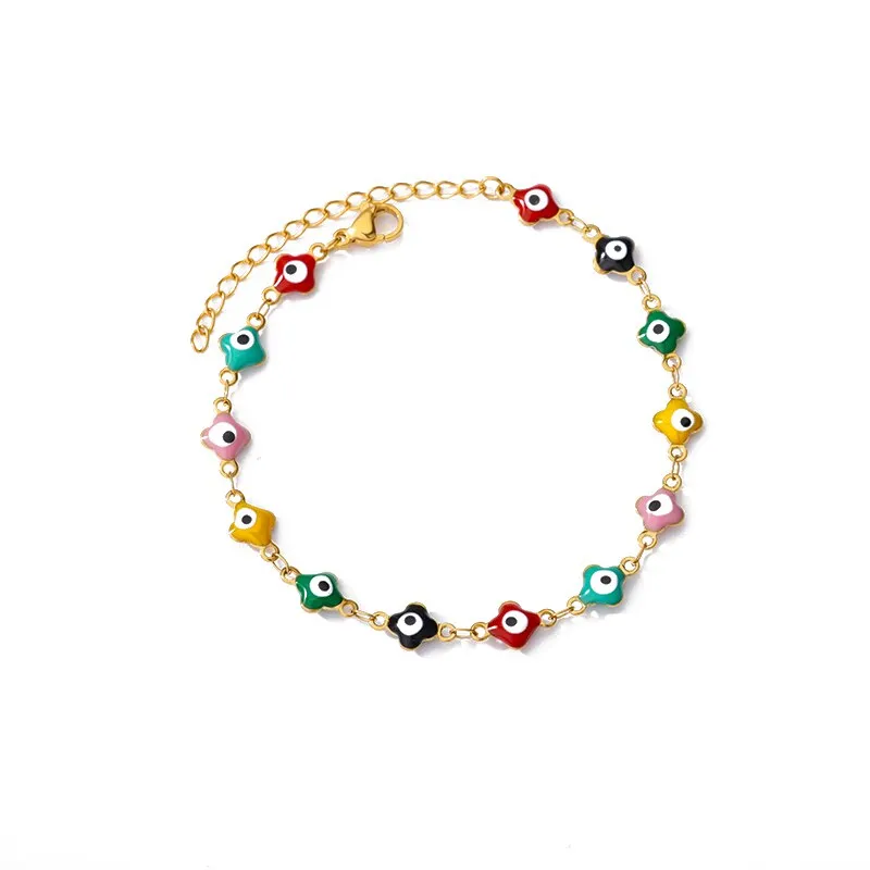 Evil Eye Bracelet For Women Man Gold Color Adjustable Stainless Steel Chain