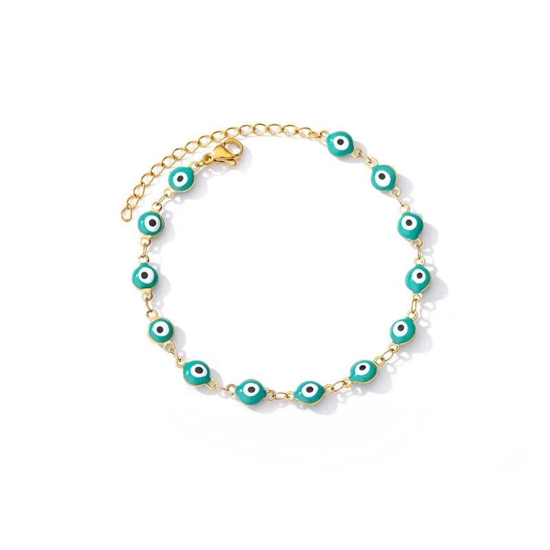 Evil Eye Bracelet For Women Man Gold Color Adjustable Stainless Steel Chain