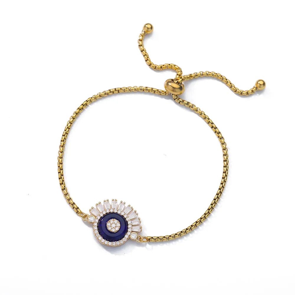 Evil Eye Bracelet For Women Man Gold Color Adjustable Stainless Steel Chain