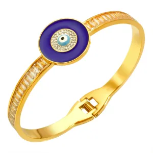 Evil Eyes Blue Round Enamel Crystal Inlaid Bracelets Charm Bangle Jewelry