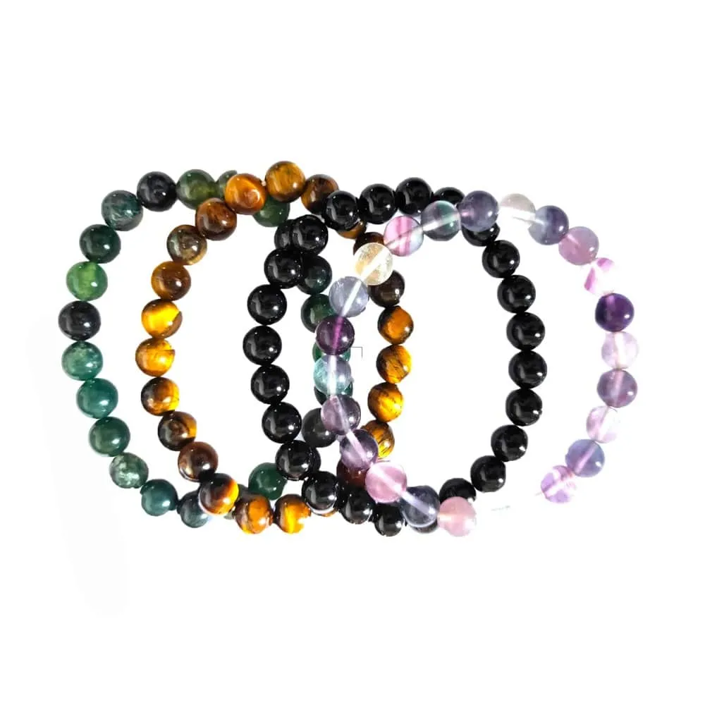 Fashion Bangles Stone Bracelets Set - x4 Assorted Colours