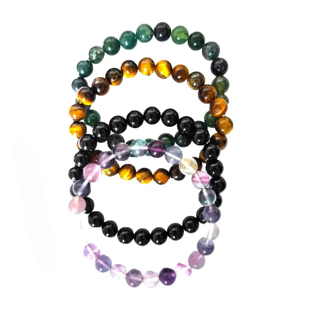 Fashion Bangles Stone Bracelets Set - x4 Assorted Colours