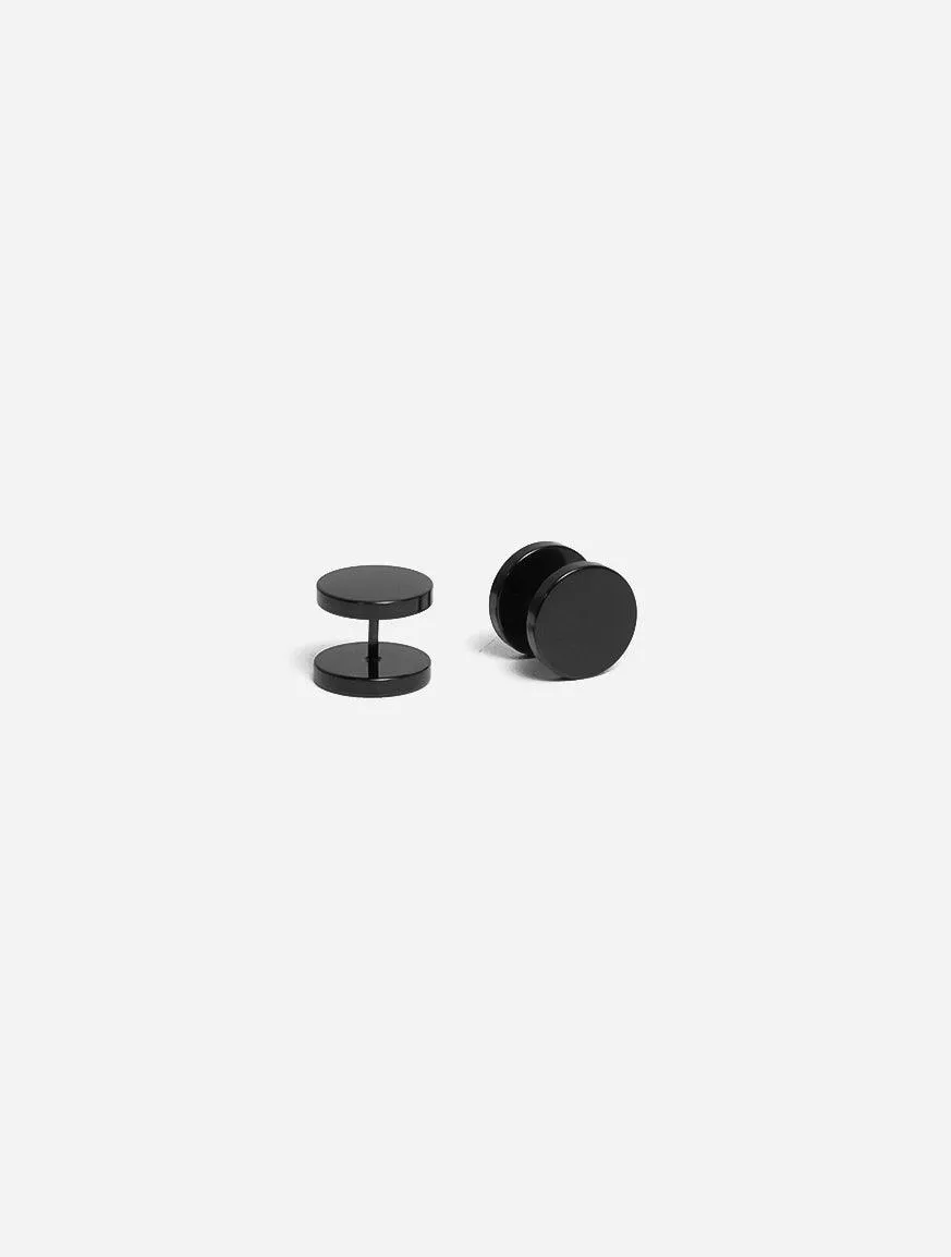 GD Dumbbell Round Stud Earrings
