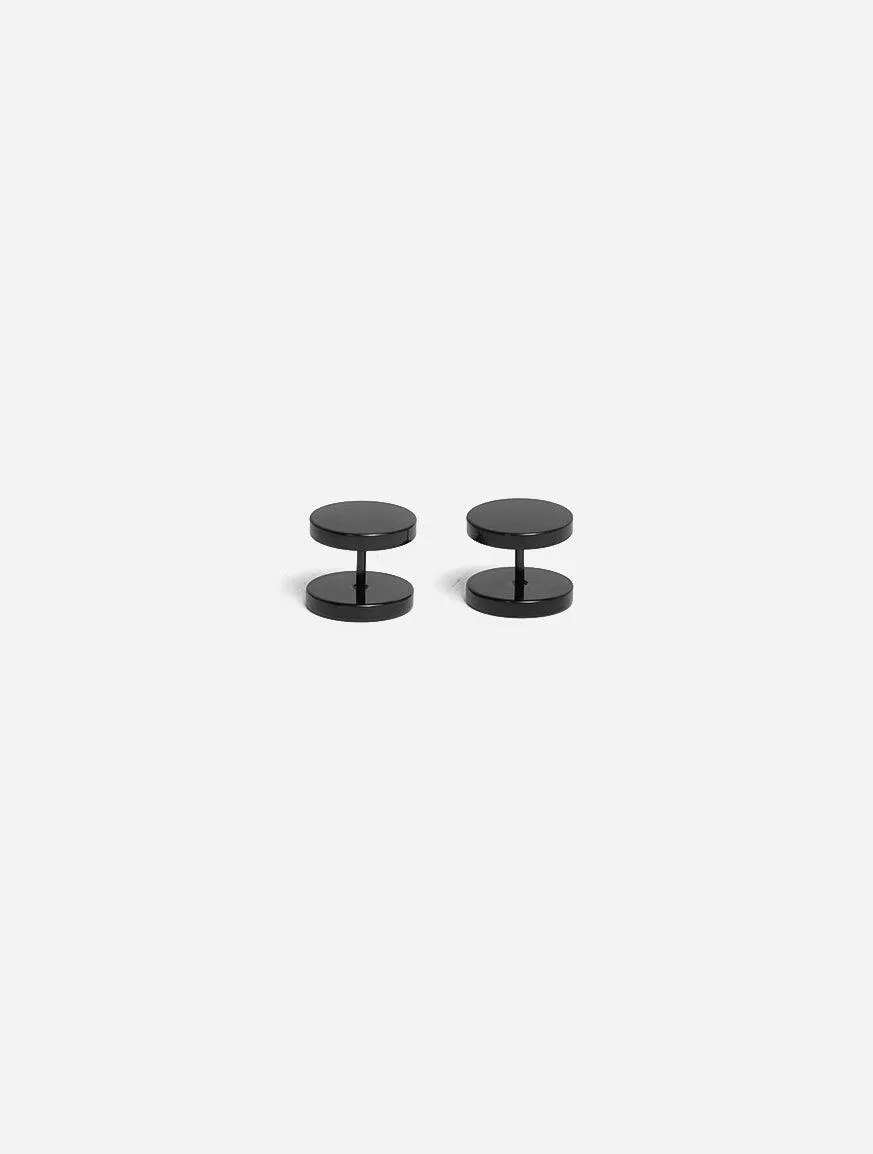 GD Dumbbell Round Stud Earrings
