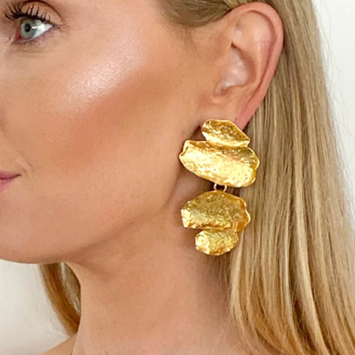 Geometric Gold Flake Earrings