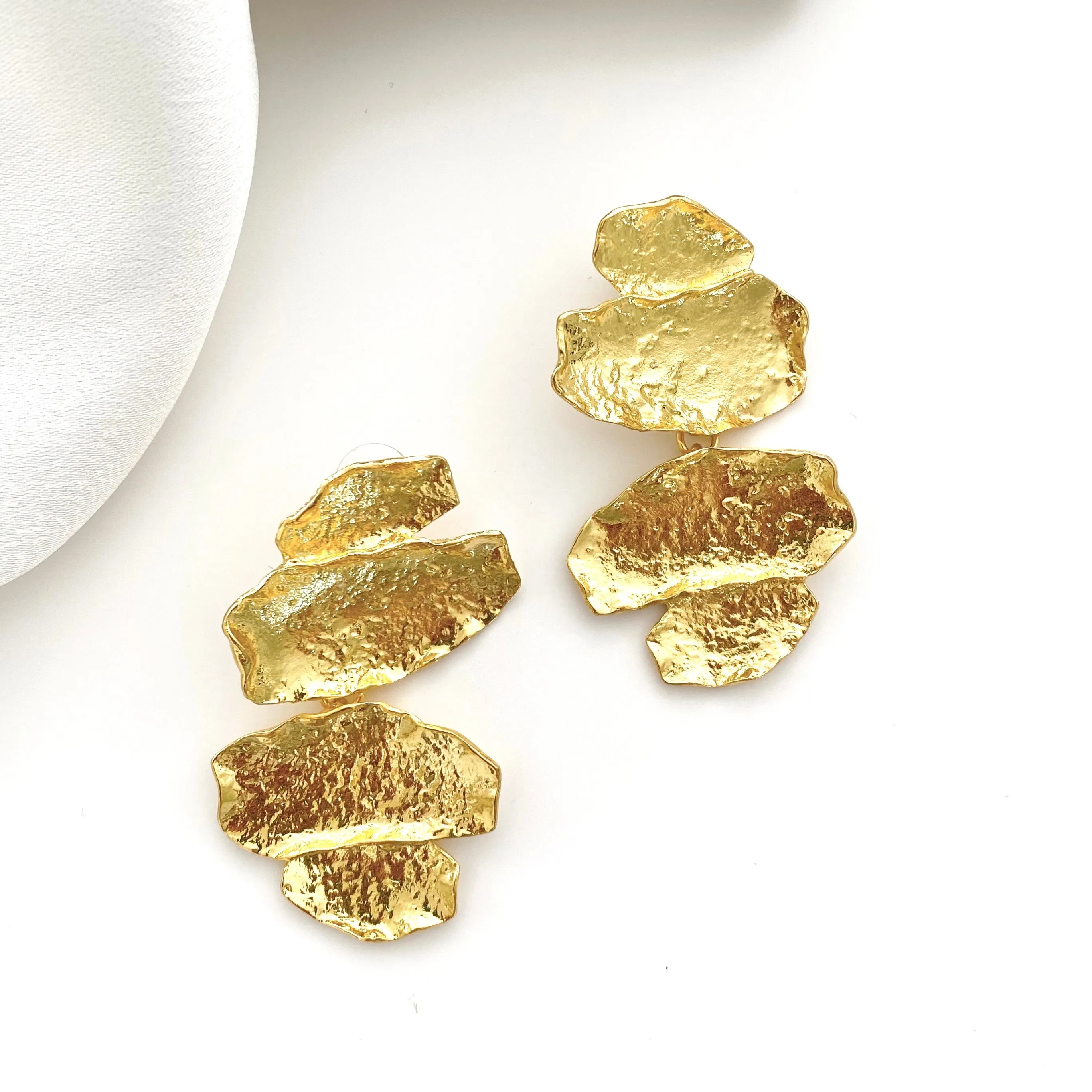 Geometric Gold Flake Earrings