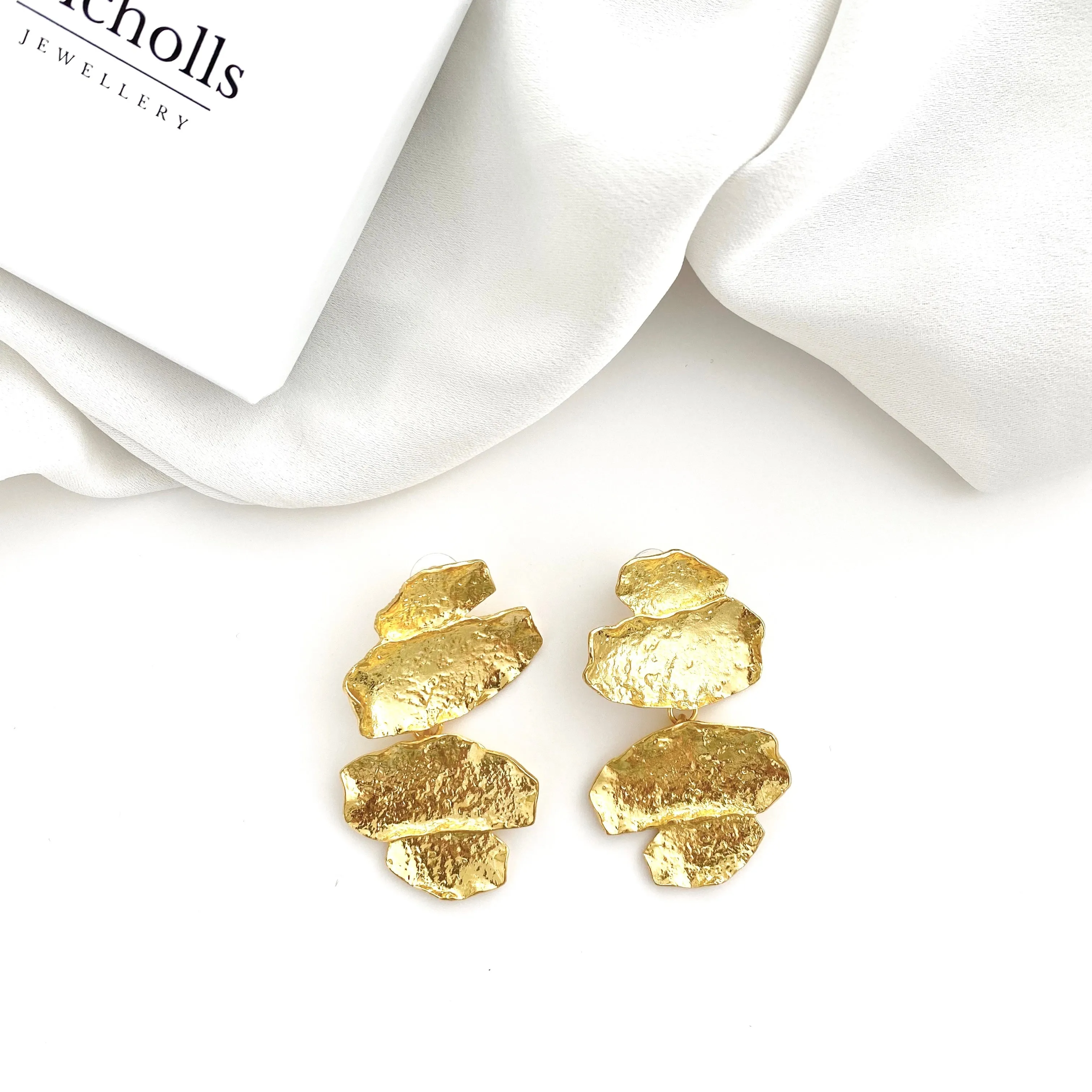 Geometric Gold Flake Earrings