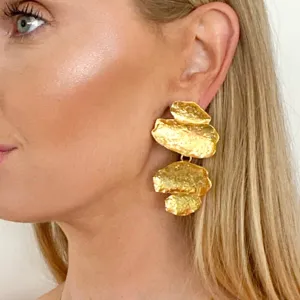 Geometric Gold Flake Earrings