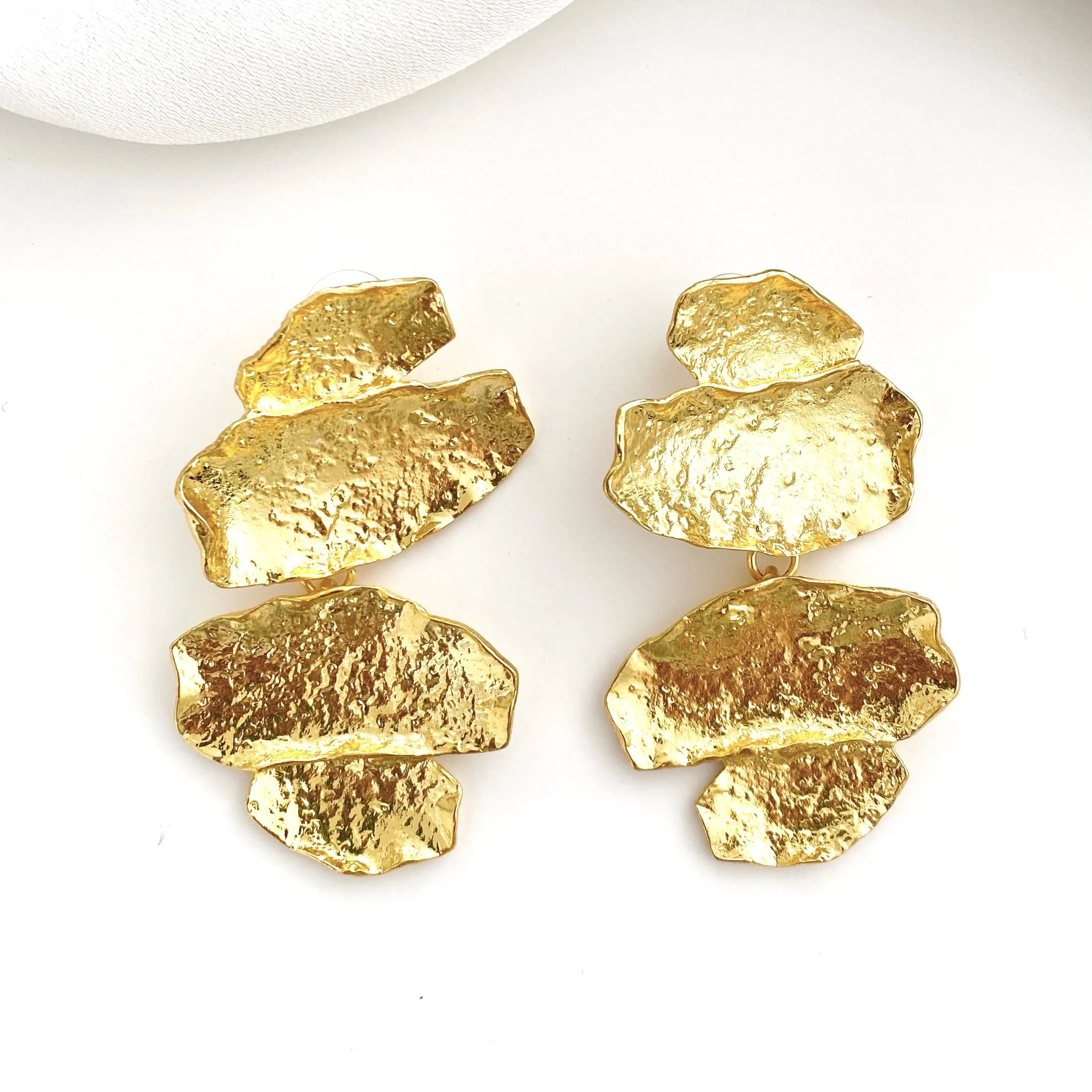 Geometric Gold Flake Earrings