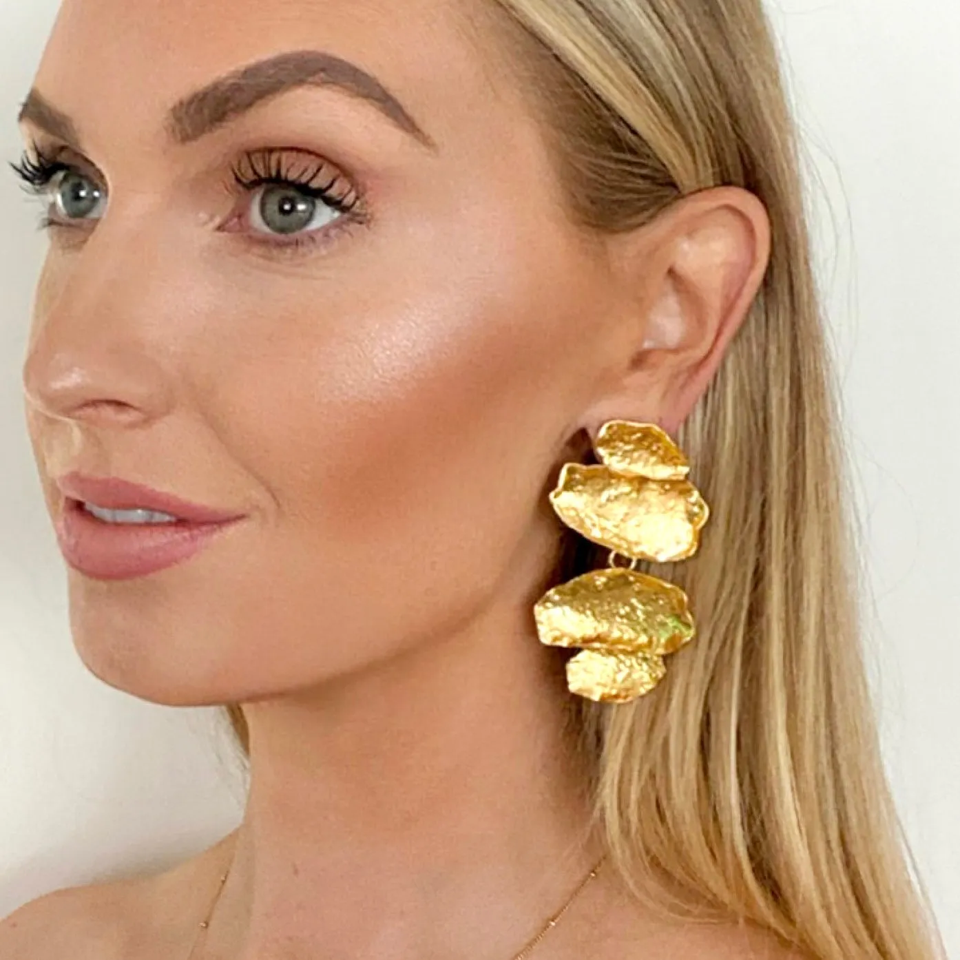 Geometric Gold Flake Earrings