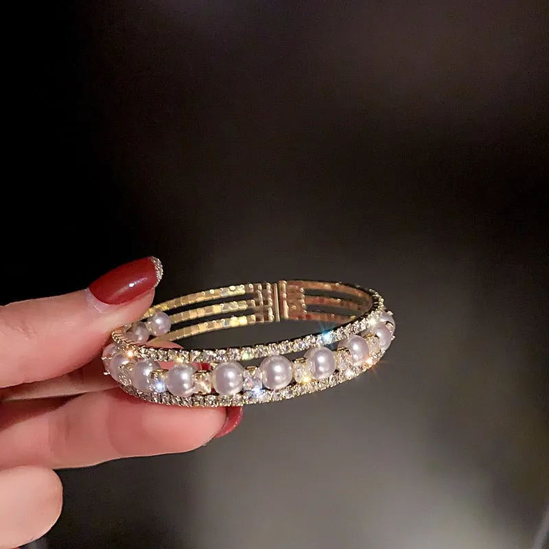 Geometric Multilayer Rhinestones Bracelet Bangles For Women