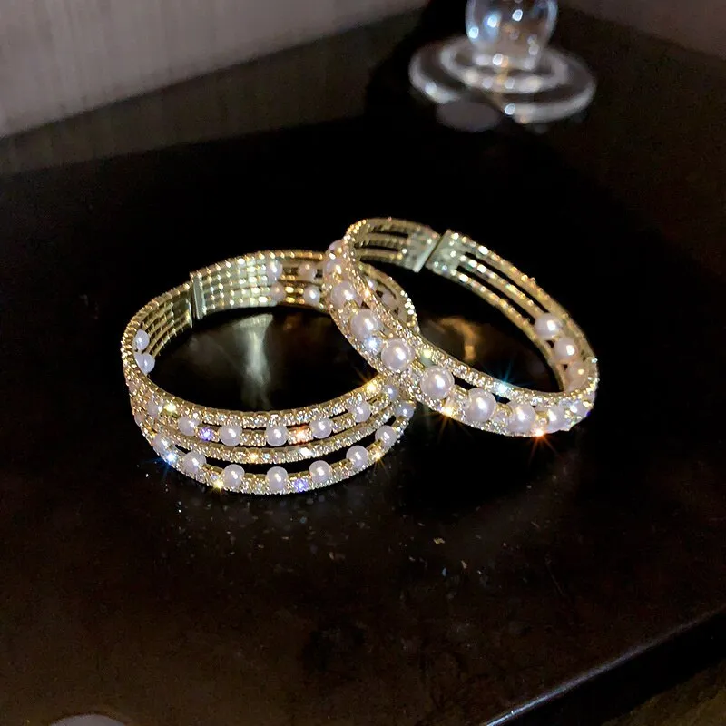 Geometric Multilayer Rhinestones Bracelet Bangles For Women