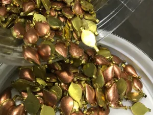 Glittery Copper Drop Metal Kundan Stone (With Enamel- 12x6 mm)