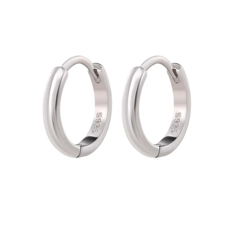 Glossy Sterling Silver Hoop Earrings