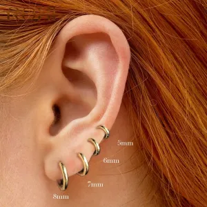 Glossy Sterling Silver Hoop Earrings