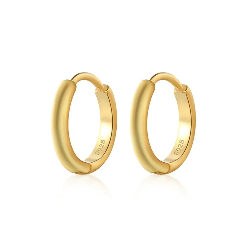 Glossy Sterling Silver Hoop Earrings